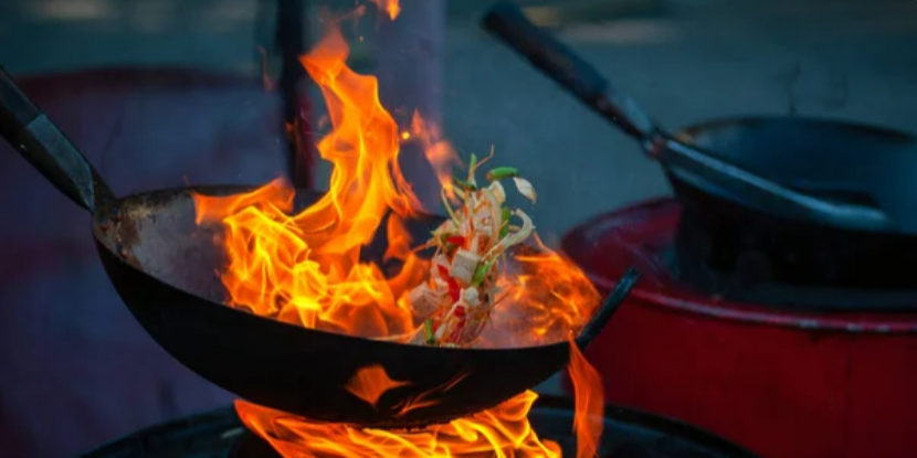 wok on fire